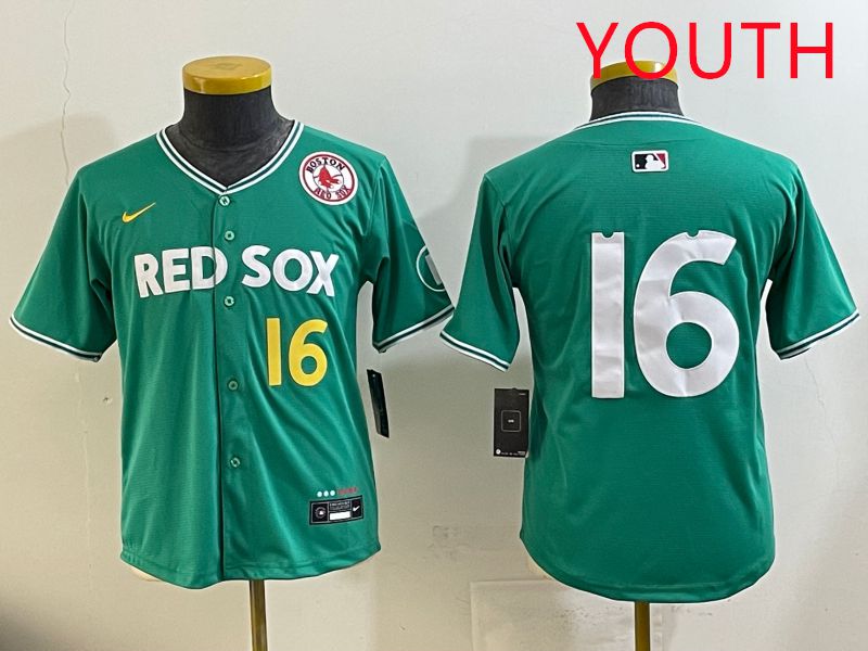 Youth Boston Red Sox #16 No Name Green Joint Name Nike 2025 MLB Jersey style 8->women mlb jersey->Women Jersey
